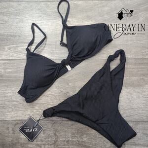 Zaful Textured Cheeky Bikini Swimsuit Size M